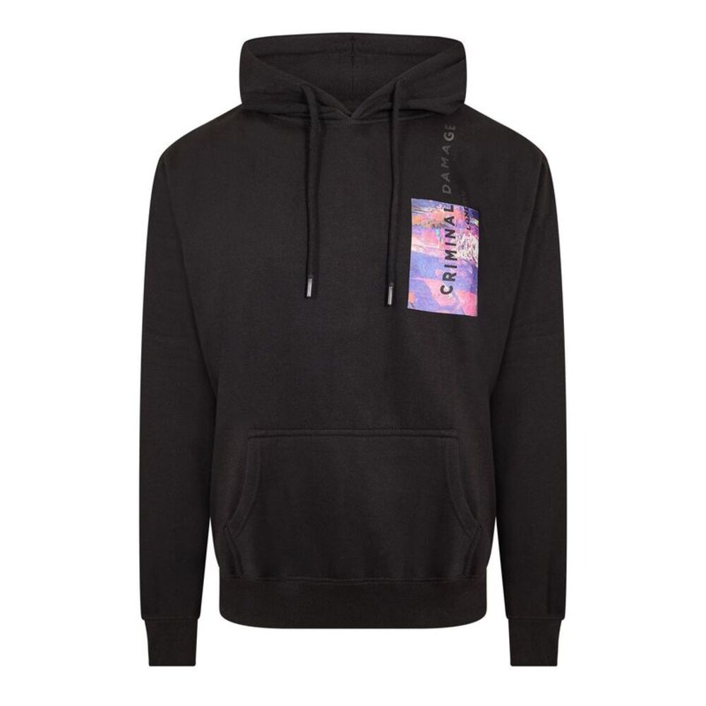 Criminal Damage Mens Future Graphic Print Hoodie / Black
